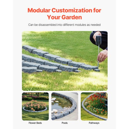 Fake Stone Landscape Edging 46.2 x 2.2 in Garden Lawn Edging for Walkway | EU
