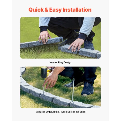 Fake Stone Landscape Edging 46.2 x 2.2 in Garden Lawn Edging for Walkway | EU