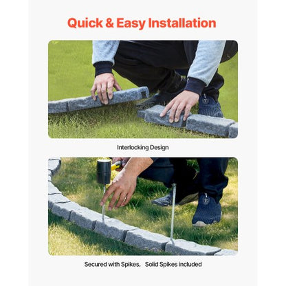 Fake Stone Landscape Edging 46.2 x 2.2 in Garden Lawn Edging for Walkway | EU