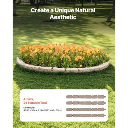 Faux Stone Landscape Edging 46.2 x 2.2 in Garden Lawn Edging for Walkway | EU