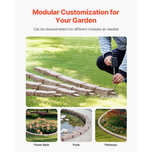 Faux Stone Landscape Edging 46.2 x 2.2 in Garden Lawn Edging for Walkway | EU