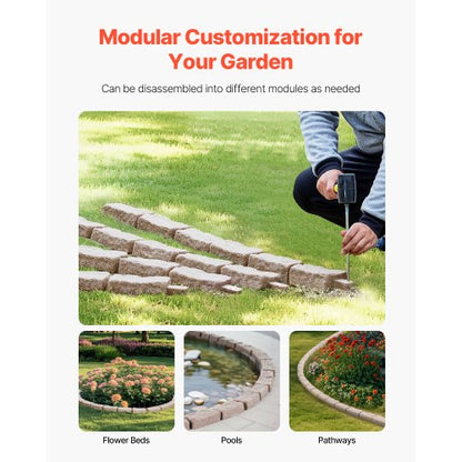 Faux Stone Landscape Edging 46.2 x 2.2 in Garden Lawn Edging for Walkway | EU