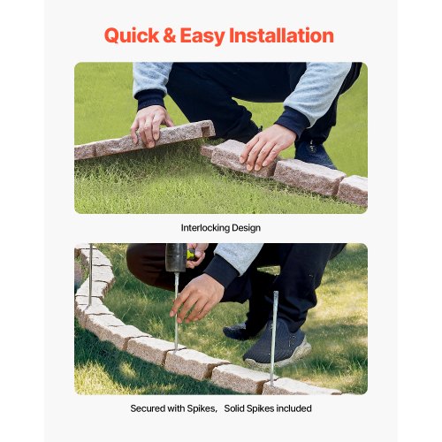 Faux Stone Landscape Edging 46.2 x 2.2 in Garden Lawn Edging for Walkway | EU