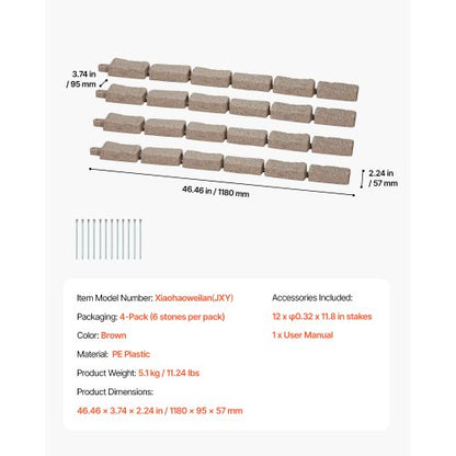 Faux Stone Landscape Edging 46.2 x 2.2 in Garden Lawn Edging for Walkway | EU