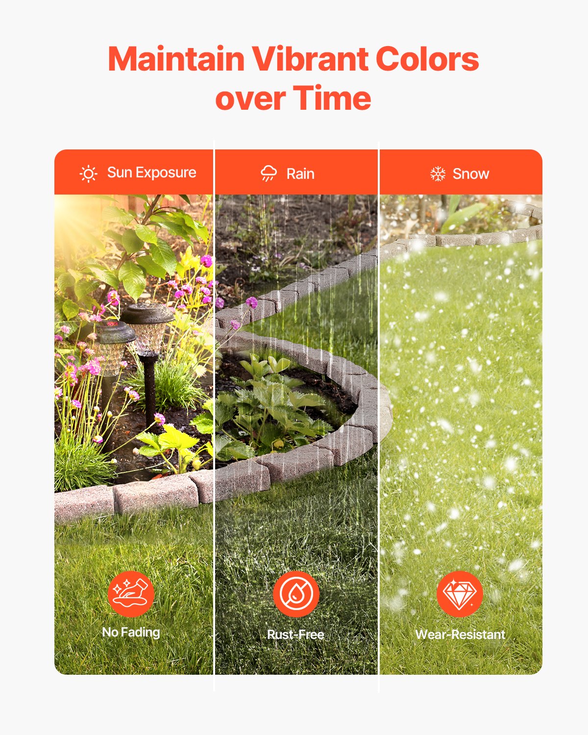 Faux Stone Landscape Edging, 46.4 x 2.2 in Realistic Lawn Edging, Flexible Brick-Sized Garden Edging Border with Anchoring Spikes, Fade-Resistant Yard Edging for Driveways Walkway Brown