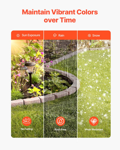 Faux Stone Landscape Edging, 46.4 x 2.2 in Realistic Lawn Edging, Flexible Brick-Sized Garden Edging Border with Anchoring Spikes, Fade-Resistant Yard Edging for Driveways Walkway Brown