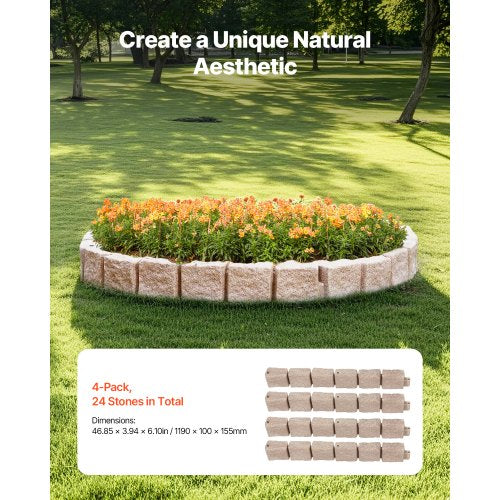 Faux Stone Landscape Edging 46.8x3.9 in Lawn Edging Fade-Resistant | EU