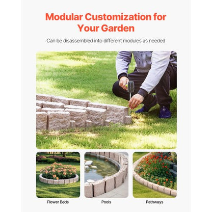 Faux Stone Landscape Edging 46.8x3.9 in Lawn Edging Fade-Resistant | EU