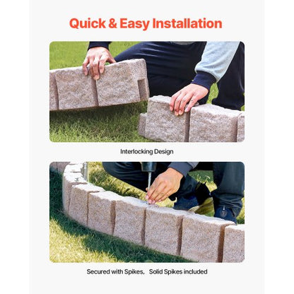 Faux Stone Landscape Edging 46.8x3.9 in Lawn Edging Fade-Resistant | EU