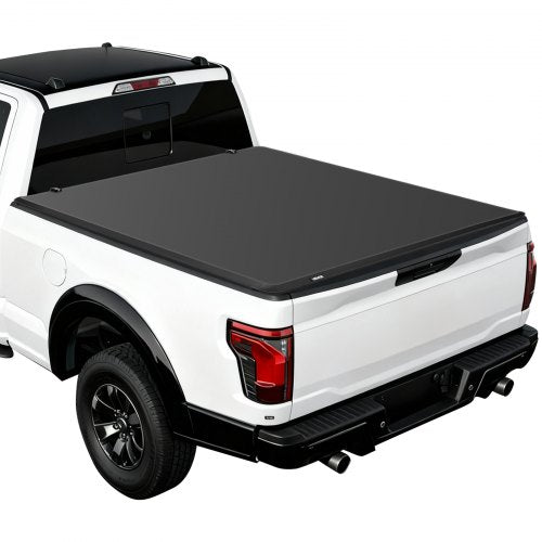 Soft Tri-Fold Truck Bed Tonneau Cover, Compatible with 2015-2025 Ford F-150 5.5 ft (67.1 in) Bed, Waterproof Soft Folding Truck Tonneau Cover with 3-Layer PVC and Aluminum Alloy Support Bar