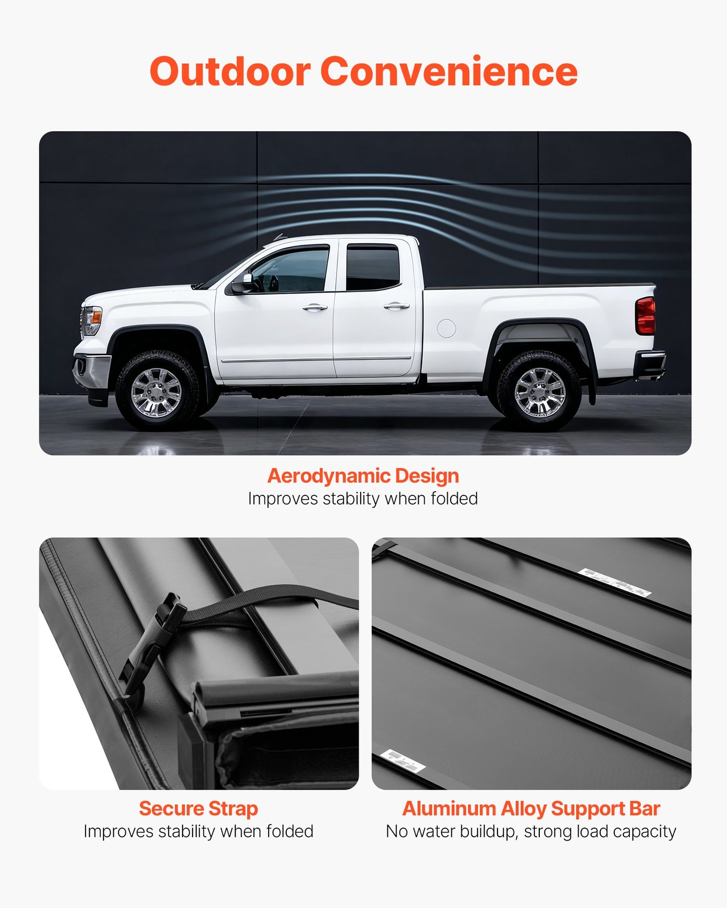 Soft Tri-Fold Truck Bed Tonneau Cover, Compatible with 2015-2025 Ford F-150 5.5 ft (67.1 in) Bed, Waterproof Soft Folding Truck Tonneau Cover with 3-Layer PVC and Aluminum Alloy Support Bar
