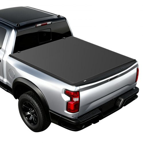 Soft Tri-Fold Truck Bed Tonneau Cover, Compatible with 2009-2025 Dodge Ram 1500 (Incl. Classic & New) 5.7 ft (67.4 in) Bed, Fleetside Without Rambox, Split Tailgate, and Track System, Waterproof