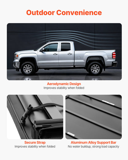 Soft Tri-Fold Truck Bed Tonneau Cover, Compatible with 2009-2025 Dodge Ram 1500 (Incl. Classic & New) 5.7 ft (67.4 in) Bed, Fleetside Without Rambox, Split Tailgate, and Track System, Waterproof
