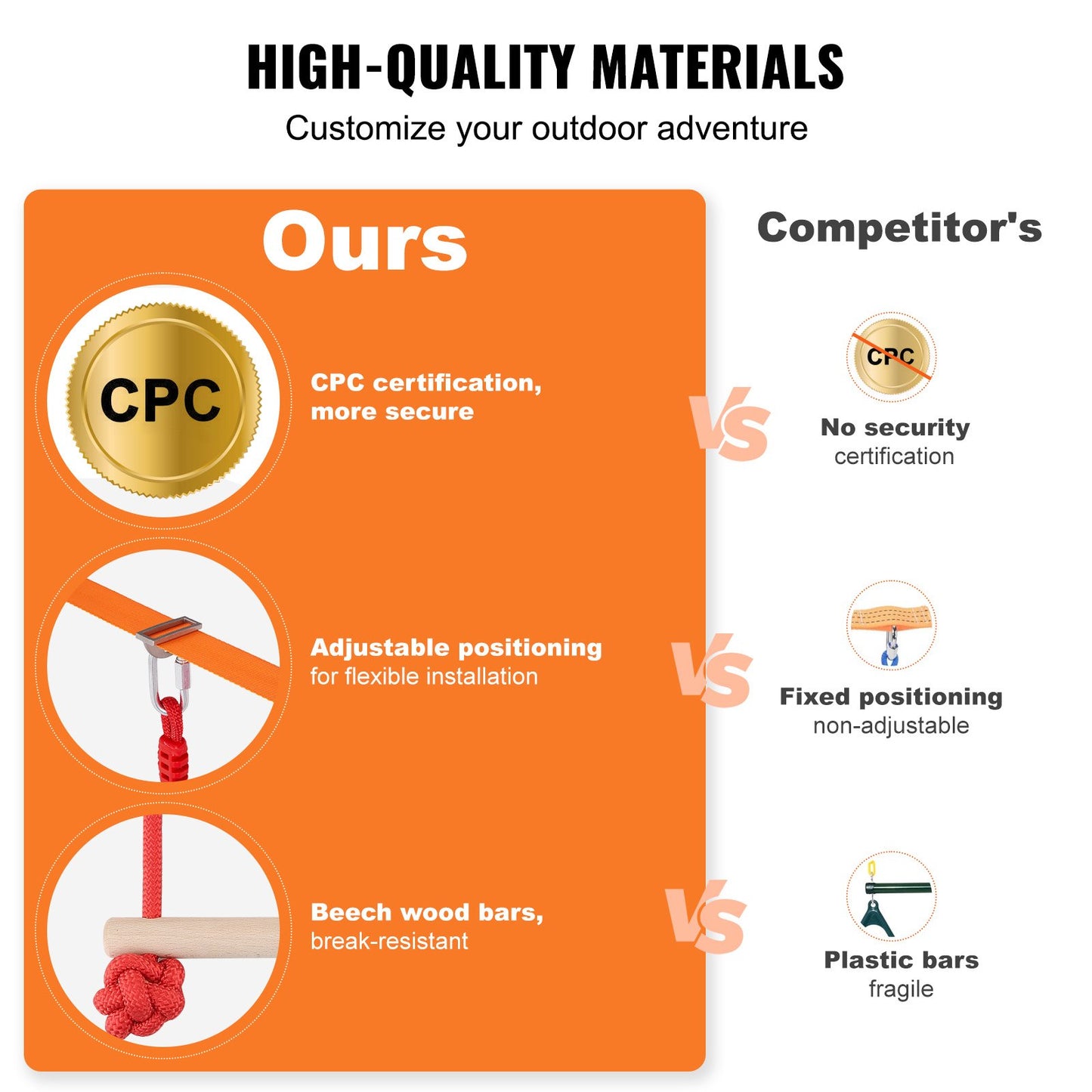 2x50 fot Ninja Warrior hinderbana för barn utomhus Slackline 12 hinder