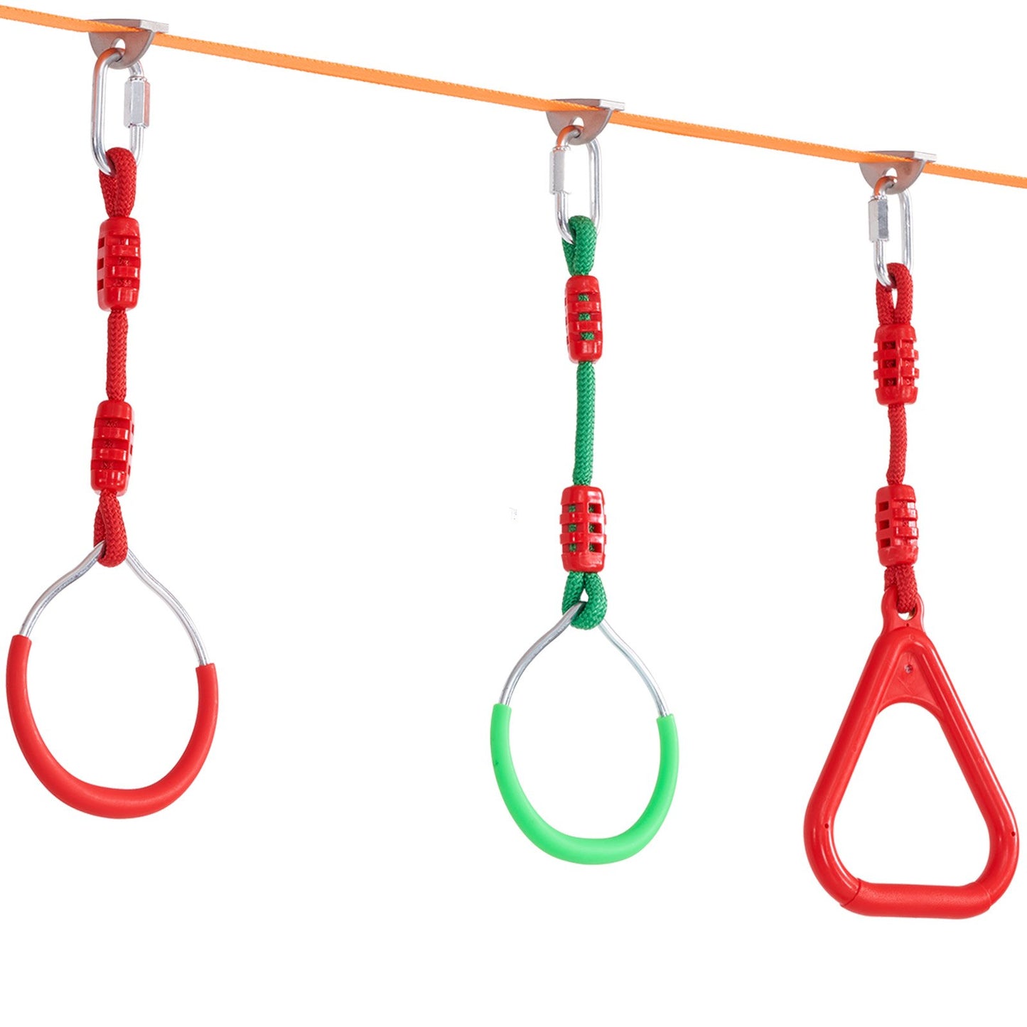 2x50 fot Ninja Warrior hinderbana för barn utomhus Slackline 12 hinder