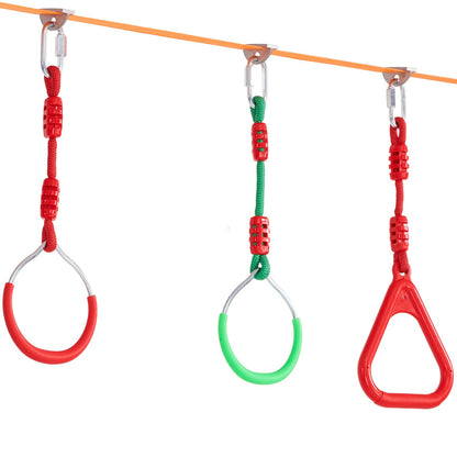 2x50 fot Ninja Warrior hinderbana för barn utomhus Slackline 12 hinder