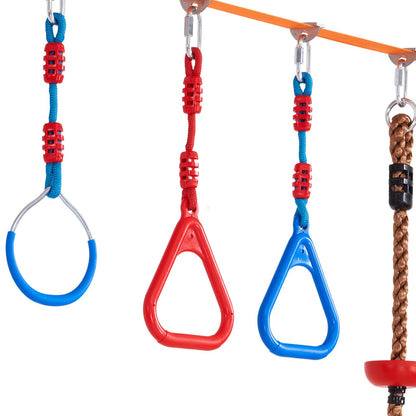 2x60 fot Ninja Warrior hinderbana för barn utomhus Slackline 14 hinder