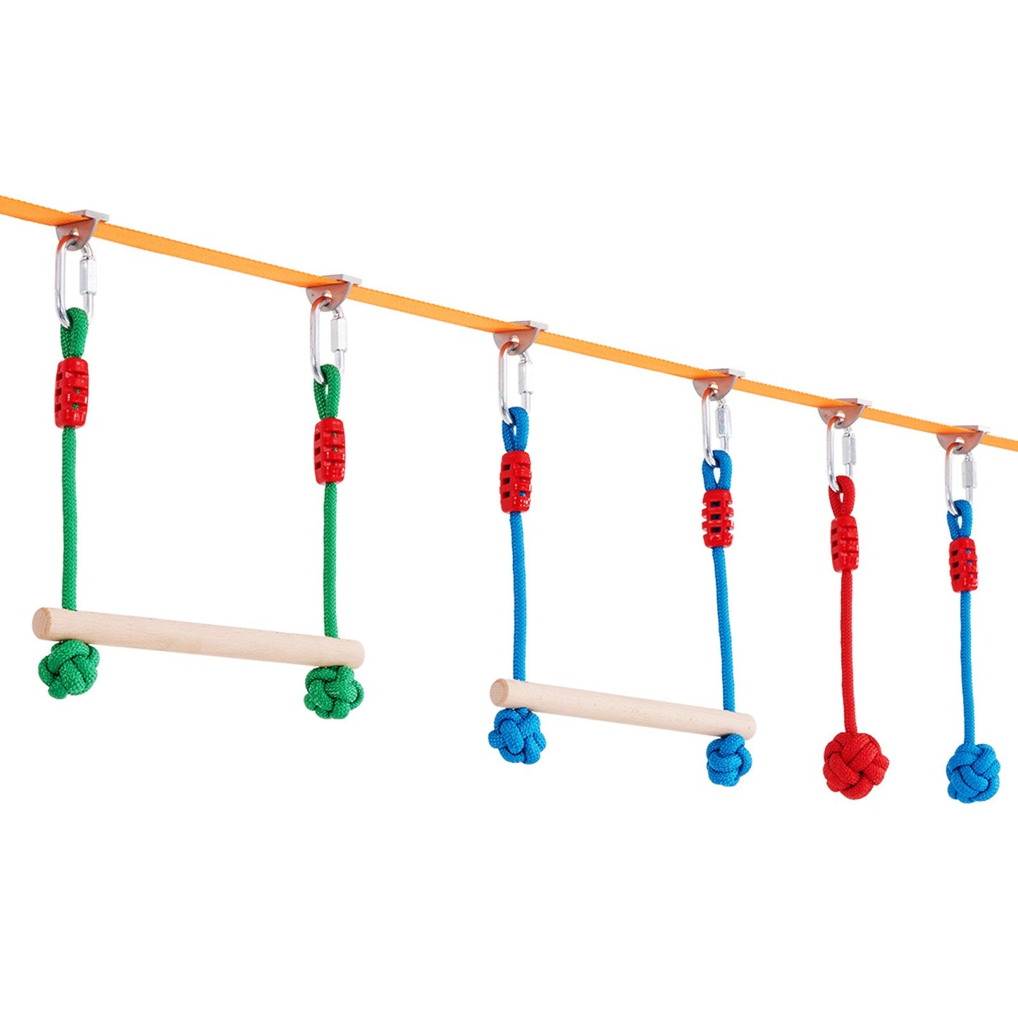 2x65 Fuß Ninja Warrior Hindernisparcours für Kinder Outdoor Slackline 12 Hindernisse