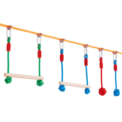2x65 Fuß Ninja Warrior Hindernisparcours für Kinder Outdoor Slackline 12 Hindernisse