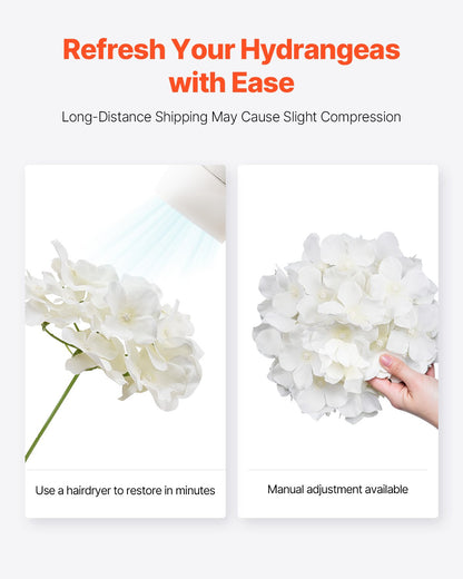 Artificial Flowers, 105 pcs Real Looking White Silk Fake Hydrangea Bulk, White Faux Bridal Shower with Stems for DIY Wedding Bouquets, Home Centerpieces Arrangements, Party Tables Decorations