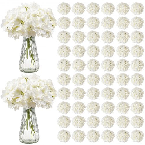 Artificial Flowers, 205 pcs Real Looking White Silk Fake Hydrangea Bulk, White Faux Bridal Shower with Stems for DIY Wedding Bouquets, Home Centerpieces Arrangements, Party Tables Decorations