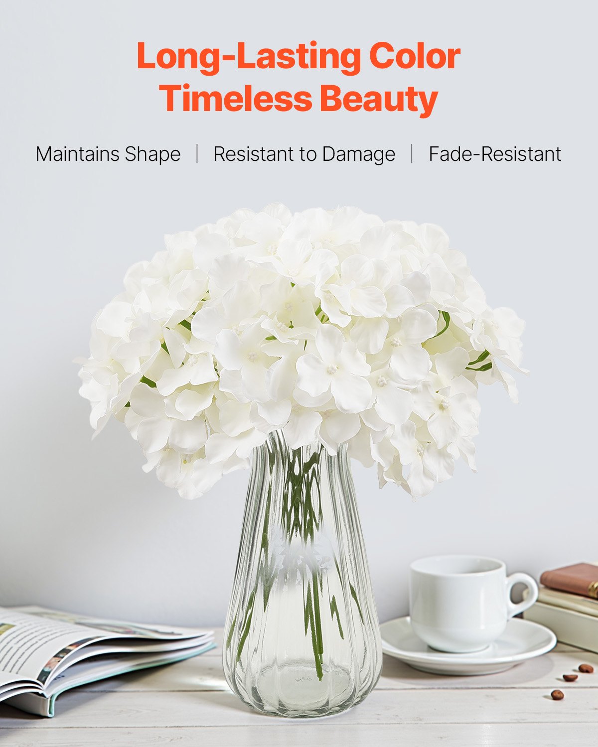 Artificial Flowers, 305 pcs Real Looking White Silk Fake Hydrangea Bulk, White Faux Bridal Shower with Stems for DIY Wedding Bouquets, Home Centerpieces Arrangements, Party Tables Decorations