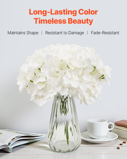 Artificial Flowers, 305 pcs Real Looking White Silk Fake Hydrangea Bulk, White Faux Bridal Shower with Stems for DIY Wedding Bouquets, Home Centerpieces Arrangements, Party Tables Decorations