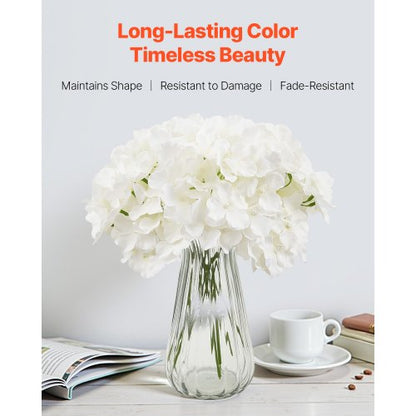 65 st konstgjorda sidenhortensiablommor 9,8 tum bukettarrangemang vita |  EU