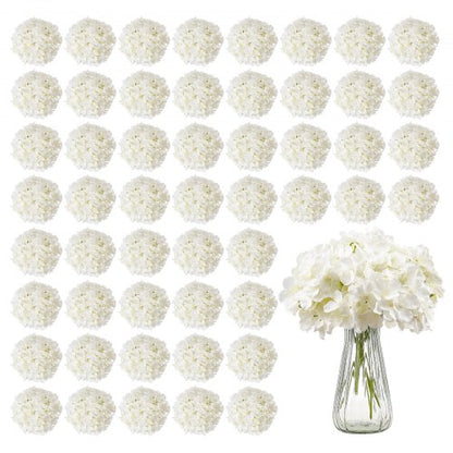 Artificial Flowers, 65 pcs Real Looking White Silk Fake Hydrangea Bulk, White Faux Bridal Shower with Stems for DIY Wedding Bouquets, Home Centerpieces Arrangements, Party Tables Decorations