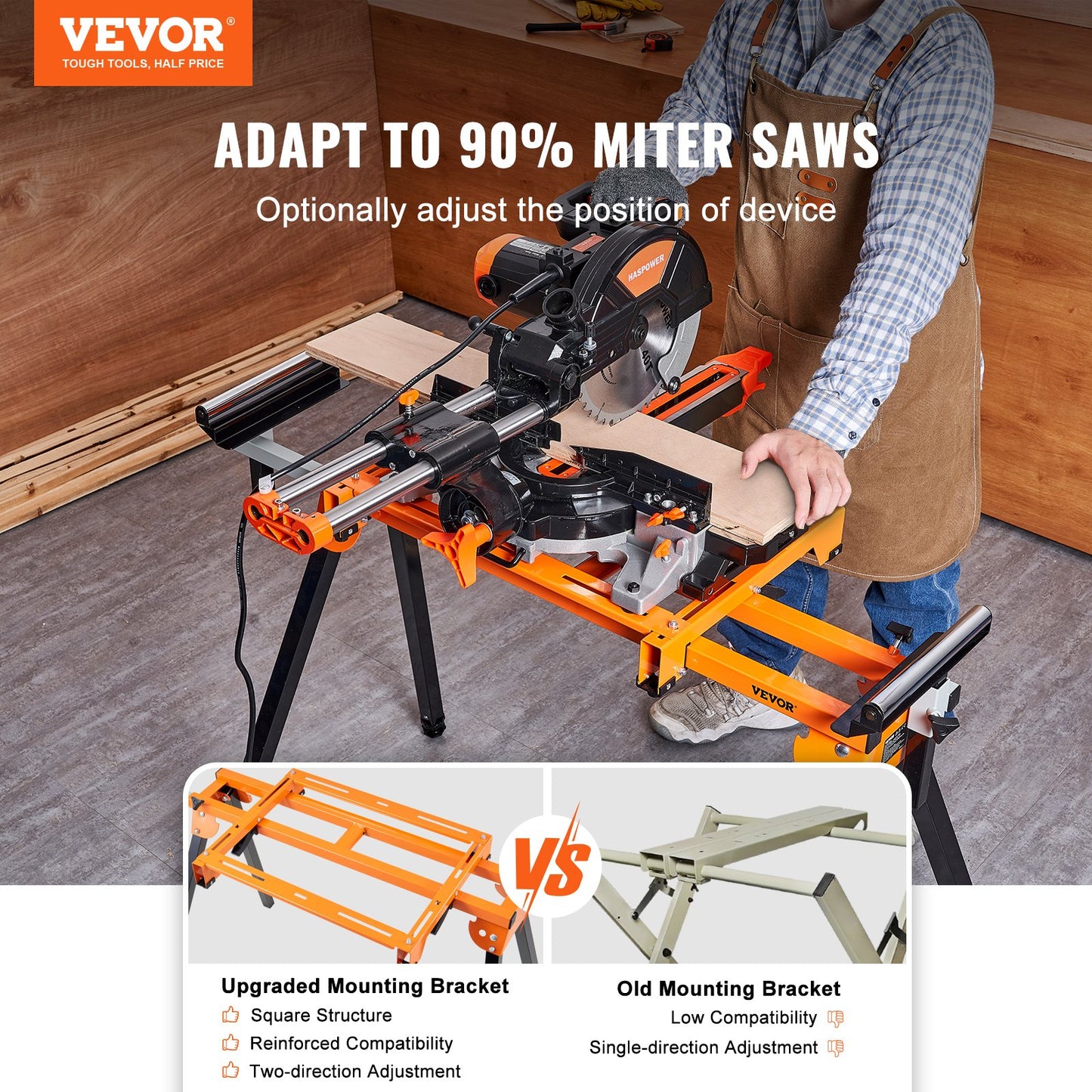 79-inch Miter Saw Stand with One-Piece Mounting Brackets Slide Rail 330lbs
