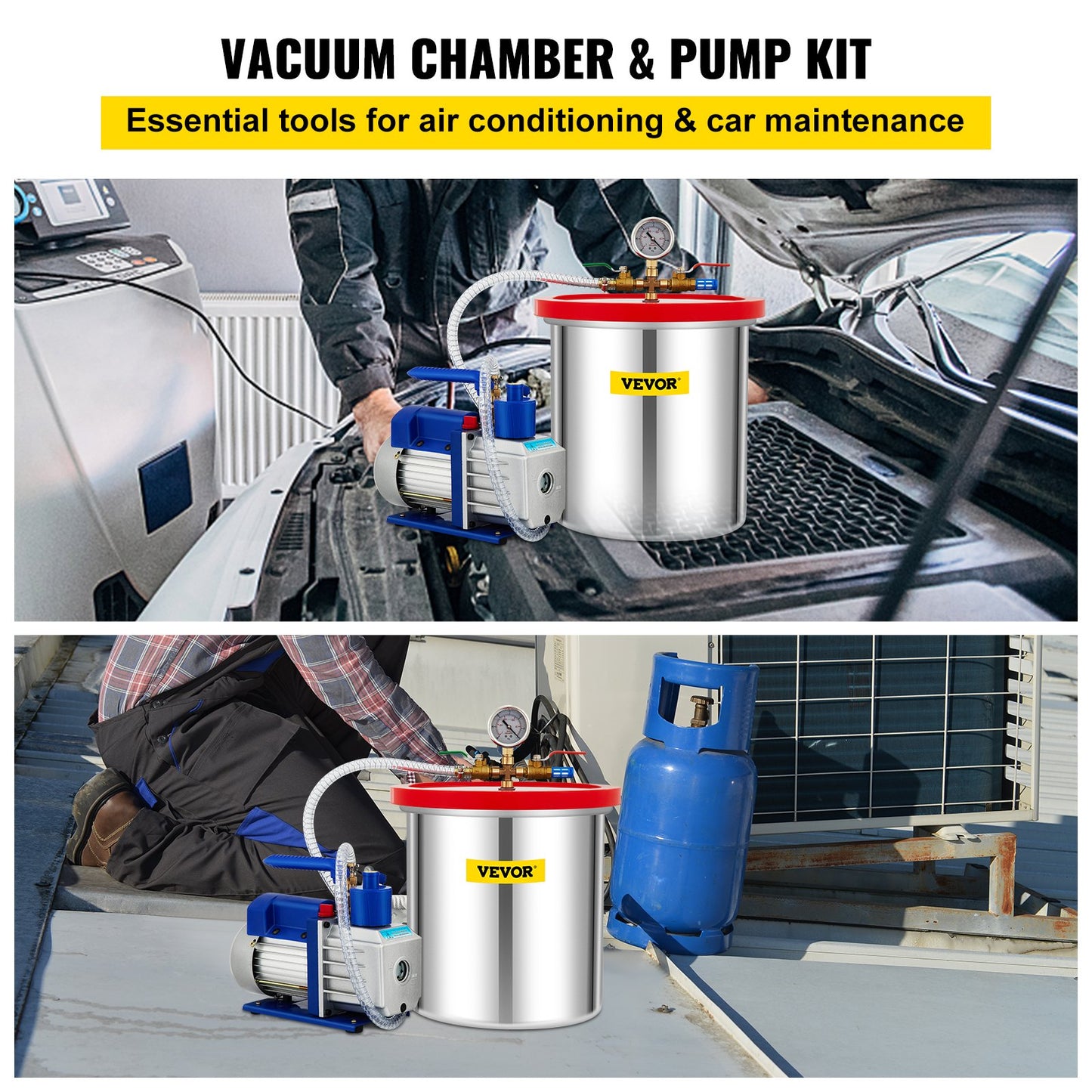 Vacuum Chamber with Pump Vacuum Chamber Kit 5 Gal 5CFM 1/3HP Single Stage