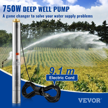 Submersible pump with deep well in stainless steel water pump 750W 230V 7.1 m³/h