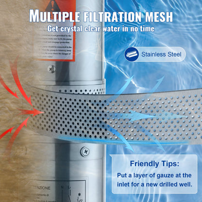 Submersible pump with deep well in stainless steel water pump 750W 230V 7.1 m³/h