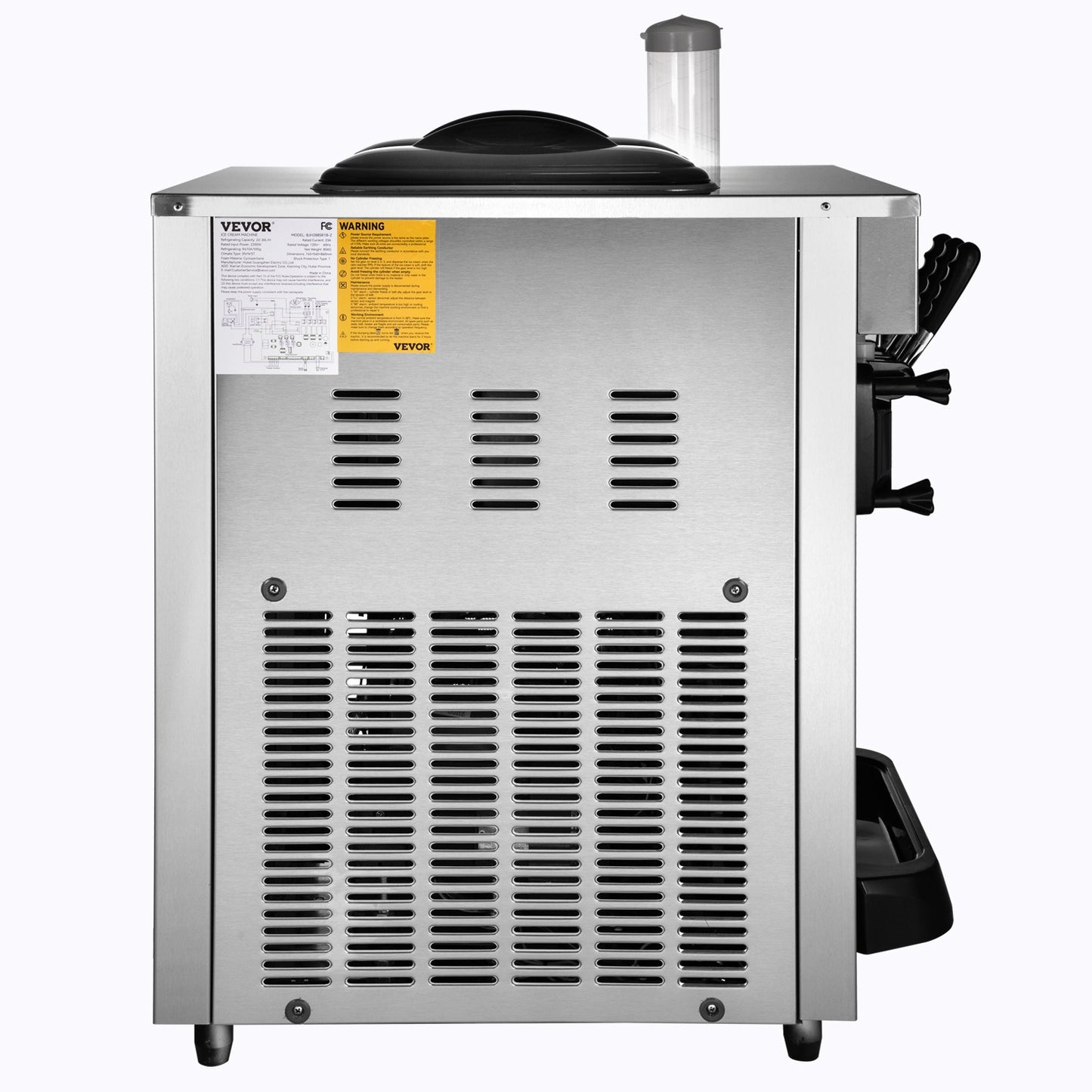 Kommerzielle Eismaschine, 22–30 l/h Kapazität, 2200 W, Softeismaschine für die Arbeitsplatte mit 2 x 6 l Trichter, 2 l Zylinder, LCD-Bildschirm, Alarm bei Puffmangel, Frozen-Yogurt-Maker für Restaurant-Snackbar, Silber