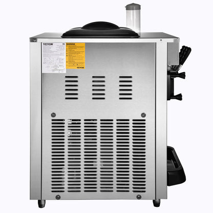 Kommerzielle Eismaschine, 22–30 l/h Kapazität, 2200 W, Softeismaschine für die Arbeitsplatte mit 2 x 6 l Trichter, 2 l Zylinder, LCD-Bildschirm, Alarm bei Puffmangel, Frozen-Yogurt-Maker für Restaurant-Snackbar, Silber