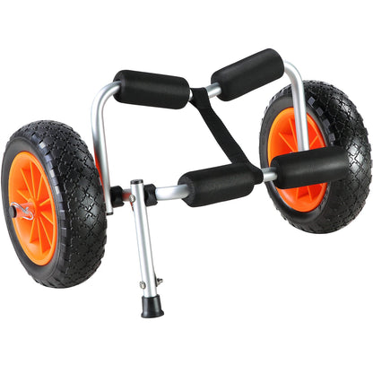 Hochleistungs-Kajakwagen, 250 Pfund Tragkraft, faltbarer Kanu-Trolleywagen mit 10-Zoll-Vollreifen, rutschfesten Stützfüßen und Zurrgurten, für Kajaks, Kanus, Paddleboards, Schwimmmatten, Jon-Boote