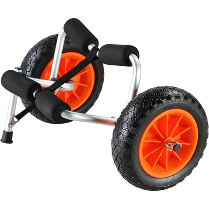 Hochleistungs-Kajakwagen, 250 Pfund Tragkraft, faltbarer Kanu-Trolleywagen mit 10-Zoll-Vollreifen, rutschfesten Stützfüßen und Zurrgurten, für Kajaks, Kanus, Paddleboards, Schwimmmatten, Jon-Boote