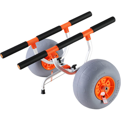 Heavy Duty Kayak Cart, Foldable Canoe Trolley Cart with 12'' Tires, Adjustable Width 6.69"-17.32",350 Lb Weight Capacity Kayak Trolley for Kayaks Canoes Paddleboards Float Mats Jon Boats