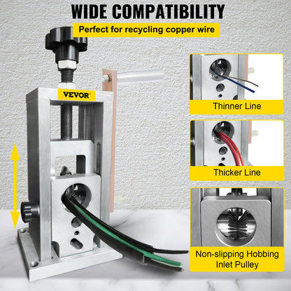Trådavisoleringsmaskin, 1,5-40 mm borrdriven, manuell kopparavskiljare med värmebehandlat stål Ultralångvarigt blad, kompakt och bärbart för återvinning av skrotkabelskalning