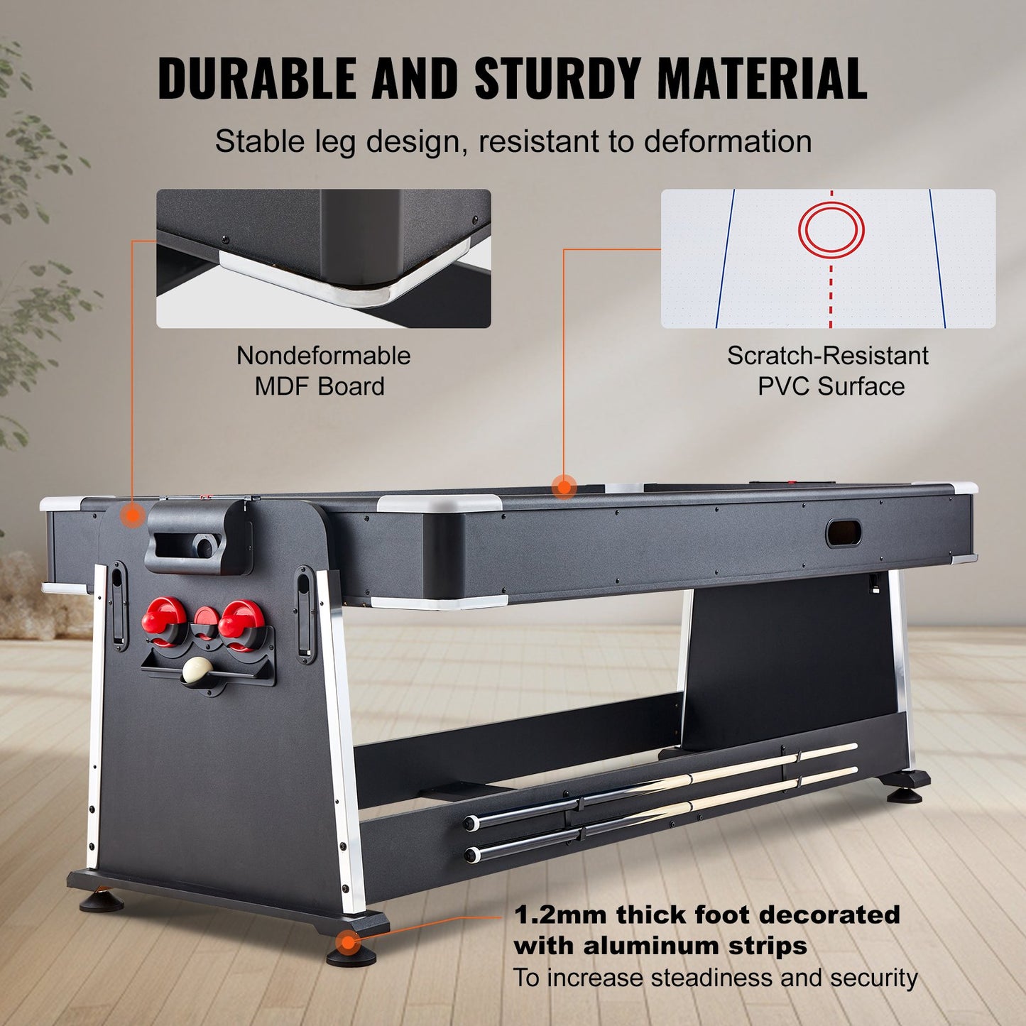 3-in-1 Rotierenden Swivel Multi Spiel Tisch Air Hockey Billard Tischtennis