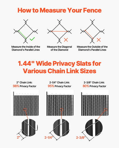 Maschendrahtzaun-Sichtschutzlamellen, Doppelwand mit Flügeln für 6' hohen Zaun
