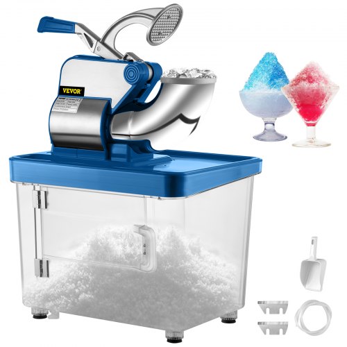 VEVO 110V Commercial Electric Ice Shaver 440lbs/h, Snow Cone Machine with Dual Blades, Stainless Steel Shaved Ice Machine for School, Church, Restaurants Bars