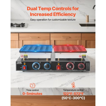 50pcs Mini Dutch Pancake Iron Commercial Dorayaki Baker Non-stick 1800W