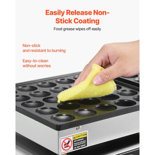 50pcs Mini Dutch Pancake Iron Commercial Dorayaki Baker Non-stick 1800W