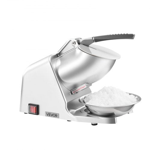 Ice Crusher Machine, 286lbs Per Hour Electric 4 Blades Snow Cone Maker, Stainless Steel Shaved Ice Machine with Bowl and Cover, 300W 2000RPM Ice-Shaver for Home and Commercial Use, Silver