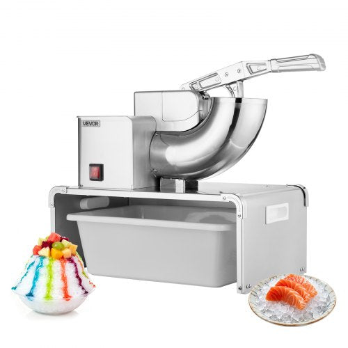 Commercial Ice Shaver Machine, 661 LBS/H Electric Ice Crusher with Replaceable Container, 350W Premium Motor, 4 Blades, Shaved Snow Cone Machine Ice Maker for Dessert Shop Bar Party, Silver