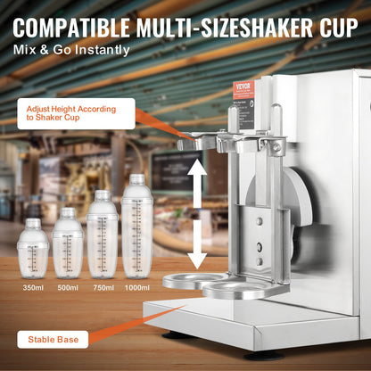 Milkshake Maker Machine 120W Elektrisk Milk Tea Shaker Rostfritt stål Kommersiell