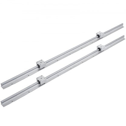 Linear Rail, 2PCS SBR12-1000mm, Linear Guide 2 PCS Linear Guide Rails, 4 PCS Square Type Carriage Bearing Blocks, CNC Rail Linear Rails and Bearings Kit, for Automated Machines and Equipments