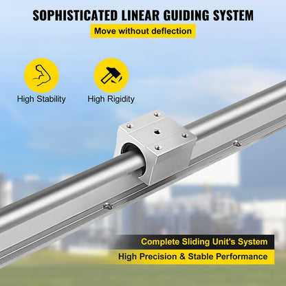 Linear Rail, 2PCS SBR12-1000mm, Linear Guide 2 PCS Linear Guide Rails, 4 PCS Square Type Carriage Bearing Blocks, CNC Rail Linear Rails and Bearings Kit, for Automated Machines and Equipments