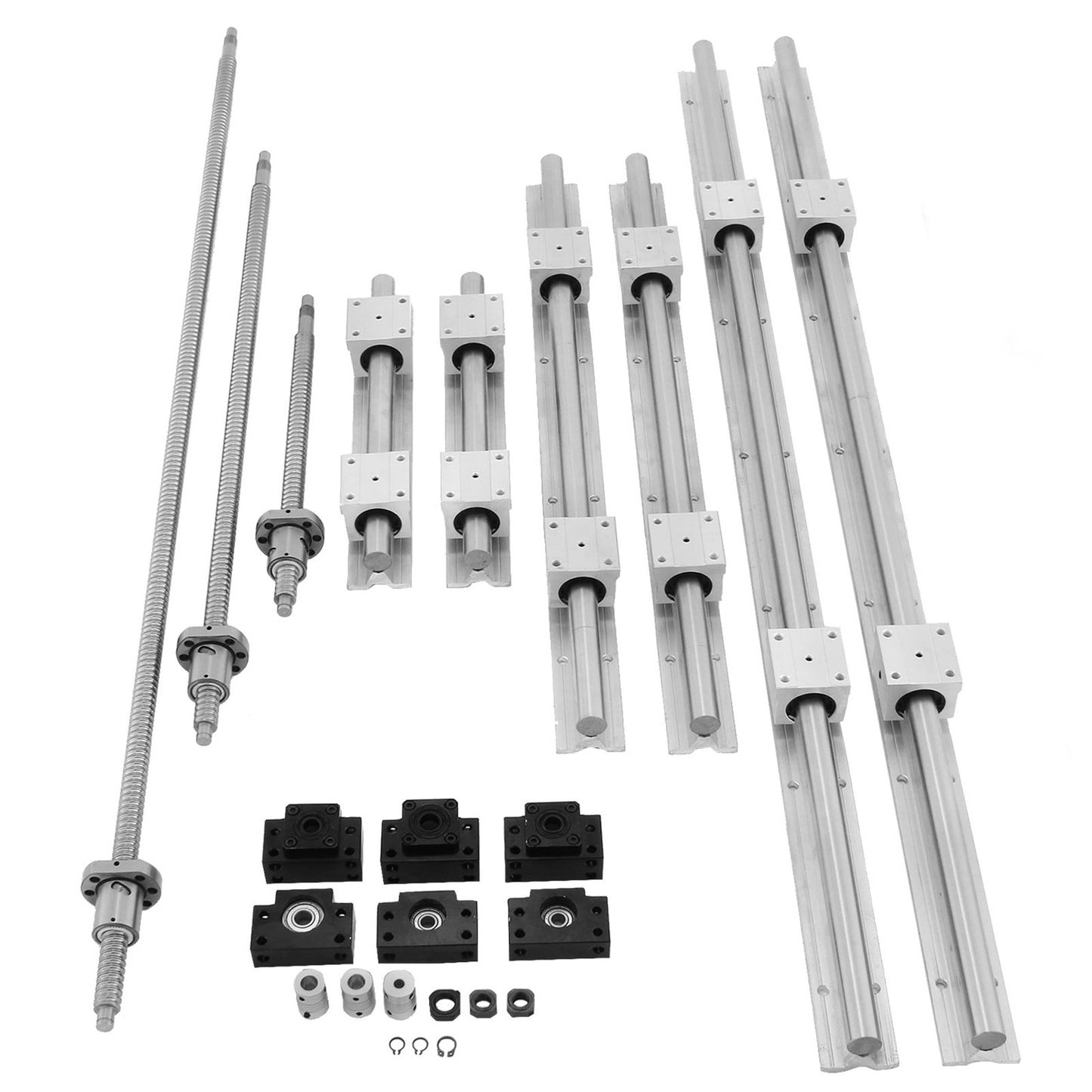 Linear Rail, Ballscrew x 3, RM1605-350mm 650mm 1050mm x 2 Linear Rail Support, 12 CNC Kit Linear Shaft Optical Axis